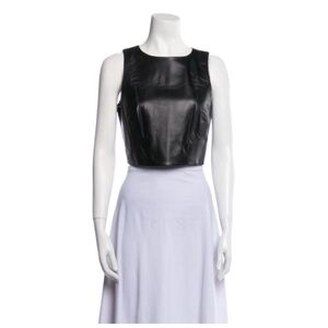 Tibi Lamb Leather crop Vest